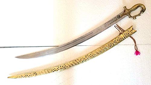 KRISHNA HANDICRAFTS Hand Crafted Golden Look Rajput/Sikh Wedding Sword Full Size with Sheath