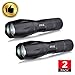 JIA LE Tactical Flashlight Super Bright Led T6 Cree Flashlights 1000 Lumens with 2 Rechargeable 18650 Lithium Ion Batteries and Charger Water Resistant, Ideal For Camping Emergency, 2 Piece