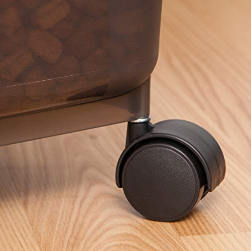 IRIS USA 22 libras / 28 qt WeatherPro contenedor hermético para alimentos de mascotas con ruedas, para perros, gatos, aves, mantiene fresco, fácil movilidad, sin BPA, color humo