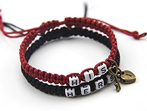 Couple Bracelets Couple Bracelet His and Hers Bracelets Jewelry for Lover Wedding, Anniversary gift (RED(DARK RED) &amp; Black)