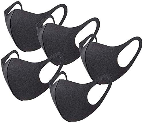 Germ Protection and Personal Health 5pcs/10pcs Thin Face Sponge Mask Washable Breathable Reusable Windproof Dust-Resistant Black 5PCS