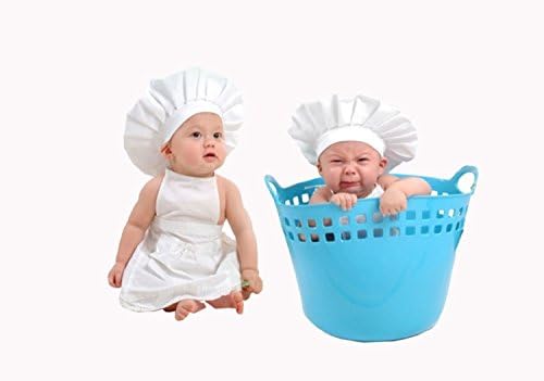 CHEFSKIN UK Kids XXS Chef Set Includes: Apron + Jacket + Hat in White, 65/35 Polycotton Light Twill Perfect for your Little Chef, Makes the BEST Gift! size XXS