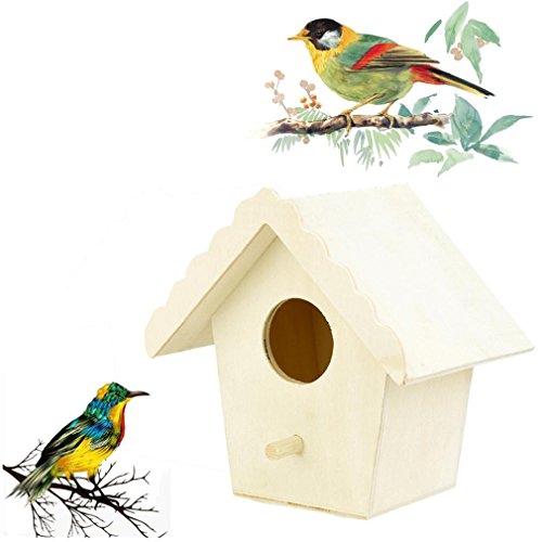 Morrivoe Bird Wooden Box Wooden Birdhouse Creative Wooden Hanging Bird House Nest DOX for Outside Window Nest House