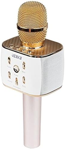 VERKB Portable Q5 Wireless Karaoke Microphone, Easter Gift Idea for Kids, 3 in 1 Karaoke Singing Machine for Smartphone Android, iPhone Or PC, Home Party KTV (Rose Gold)