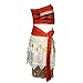 Quesera Women's Moana Costume Patterned Belt Tassel Skirt Set Outfit Party Costume, Red, Tag size XL=Adult size M