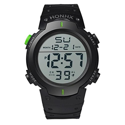 Men Digital Wrist Watch,Napoo Clearance Boy Fashion Waterproof LCD Stopwatch Date Rubber Sport Watch (Green) - Thumbnail 2