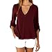 VESNIBA Womens Loose Long Sleeve Chiffon Casual Blouse Shirt Tops Fashion Blouse