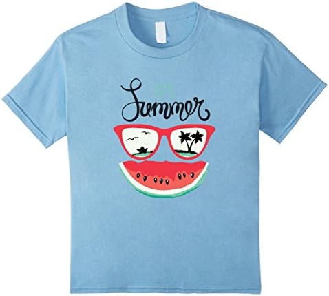 unisex-child Summer on the beach - Watermelon smiling in sunglasses shirt 4 Baby Blue