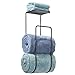 mDesign Bathroom Towel Holder and Organizer with Storage Shelf - Modern Metal Wall Mount Towel Rack - Towel Holder Rack for Bathroom with Shelf for Soaps and Accessories - Concerto Collection - Bronze