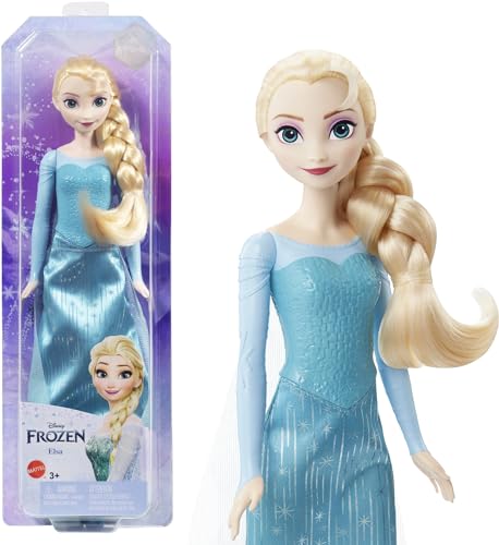 Mattel Disney Die Eiskönigin Elsa Puppe, Die Eiskönigin Puppe, kämmbare blonde Haare, beweglich, ausziehbare Schuhe, Disney Geschenke, Spielzeug ab 3 Jahre, HLW47 thumbnail 1