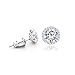 Platinum Plated 1CT Cubic Zirconia Round-Cut Halo Stud Earrings, CZ Fashion Studs for Girls, CZ earrings, Fashion Earrings