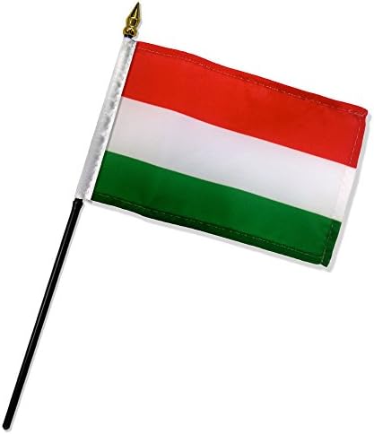 Quality Standard Flags One Dozen Hungary Stick Flag, 4 by 6"