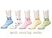 Maiwa Cotton Novelty Cats Almost Seamless Crew Socks 5 Pack for Girls