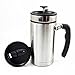 Planetary Design Desk Press Coffee Travel Mug - French Press with Bru-Stop Technology - 2 Spill Proof Lids - 20oz - Brushed Steel,Stainless Steel
