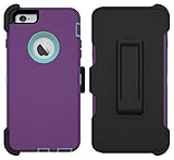 iPhone 6 Plus Case, iPhone 6S Plus Case, ToughBox® [Armor Series] [Shock Proof] [Purple | Aqua] for Apple iPhone 6 Plus Case [With Holster & Belt Clip] [Fits OtterBox Defender Series Belt Clip]