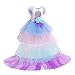 JiaDuo Girls Unicorn Dress Party Costume, Rainbow Tutu Train & Unicorn Headband 8-9 Years