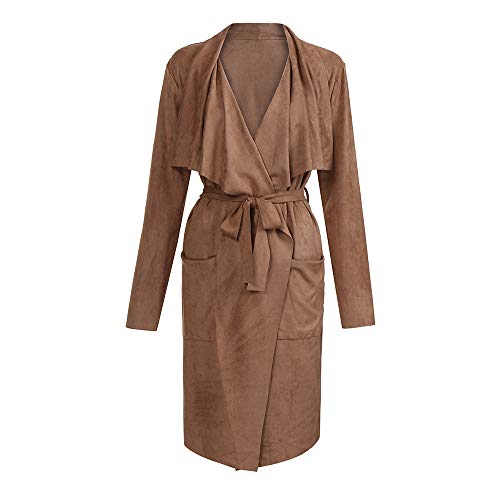 Liraly Womens Sweaters Cardigans New Fashion Women Long Sleeve Leather Open Front Short Cardigan Suit Jacket Solid Long Coat(Coffee ,US-4 /CN-S)