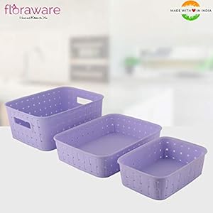 Floraware Smart Baskets for Storage, Set of 3, Purple