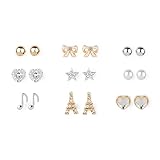 Icing Womens A Song in Paris Stud Earrings Set of 9