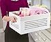 Large Wooden Crate for Storage - Decorative Wood Storage Boxes for Home Books Clothes Toys, This wood crate box / Basket / Bin Organizer is Lined with Machine Washable Soft Linen Fabric - White, Large