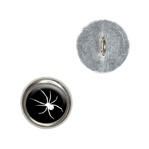 Spider - White on Black Metal Craft Sewing Novelty Buttons - Set of 4