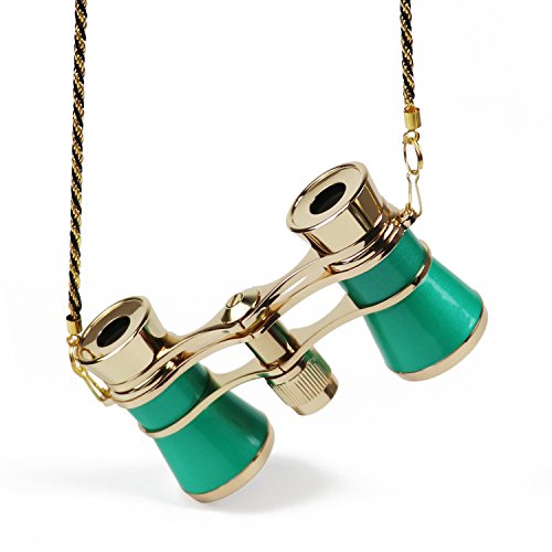Kingscope 3X25 Theater Opera Glasses Binoculars for Musical Concert (Green, with Chain) - Thumbnail 3