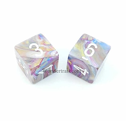 WCXPF0660E2 Carousel Festive D6 Dice 2pc White Numbers Aprox 16mm