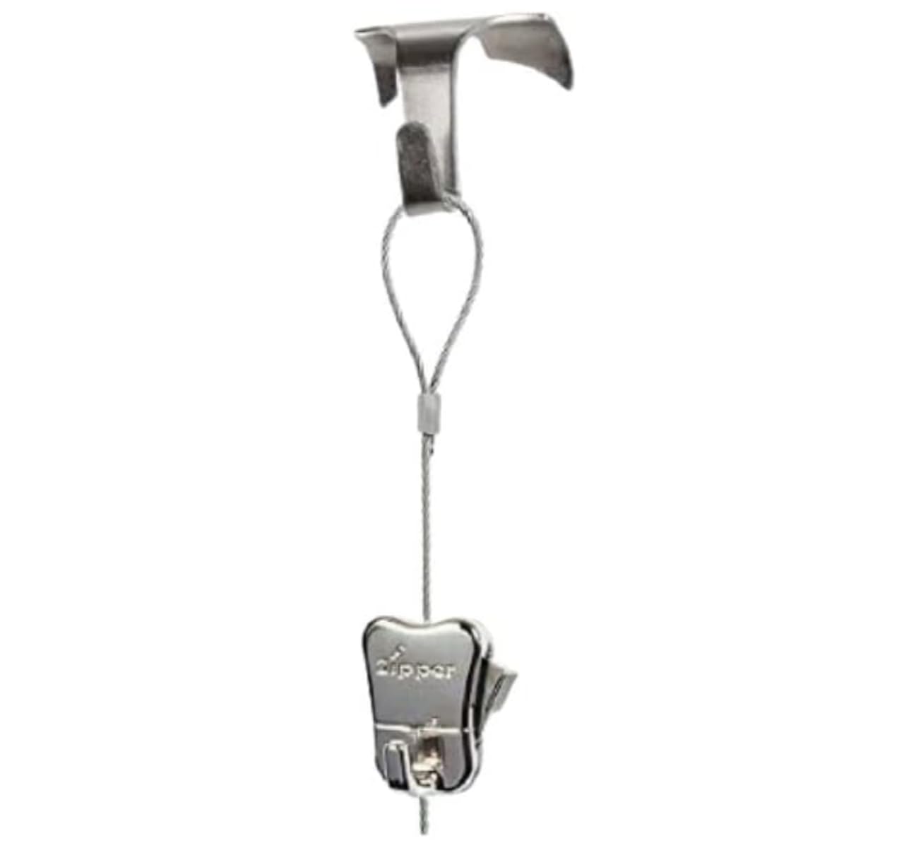 Picture Frame Hanging Chrome Moulding Hooks with Steel Cable Wire & Zipper Hooks Rope Traditional Dado Rail Hook for Hanging Picture Frame Art Work Frame Cable Wire Rope Kit Pack of 1.