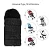 Kidsidol Baby Sleeping Bag Universal Bunting Bag Stroller Footmuff Cover 3-in-1 Baby Stroller Blanket Waterproof Windproof Stroller Annex Mat Keep Warm and Detachable (Black)
