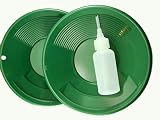 Lot of 2-8 Green Gold Pans w/Bottle Snuffer-Panning Kit-Duel Riffles-Mining