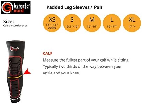 Obstacle Guard Padded Leg Compression Sleeves (1 Pair) Black &amp; Red: Obstacle Gear for Obstacle Race, Mudrun, Obstacle Racing, Trail Running and More