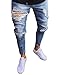 XARAZA Men's Stretchy Ripped Skinny Biker Jeans Taped Slim Fit Denim Pants