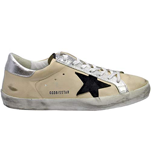 Golden Goose Men's Sneakers Superstar Cream Leather-Navy Star G33MS590.H57 (Size: 42)