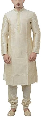 Manyavar Men's Full Sleeve Regular Fit Blended Kurta & Churidar Set