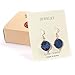 Natural Stone Wire Wrap Dangle Drop Earrings Gold Plated 925 Sterling Silver Hook/Lapis Lazuli Round 16mm