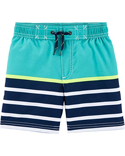 Carter's Boys' Toddler Swim Trunk, Turquoise Stripe, 3T
