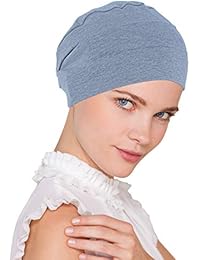 Chemo Cap Womens Cotton Beanie Sleep Turban Hat Headwear for Cancer Light Denim Blue