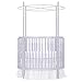 Round Crib Bed Skirt Dust Ruffle, White Solid, 19 Inch Drop, Nursery Crib Toddler Bedding Skirt for Baby Boys or Girls - (42 Inch Diameter Round Crib Skirt)