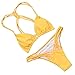 Bikini Factory Women Sexy Brazilian Style Braid Halter Cut Out Bikini Bathing Suit (S, Yellow)