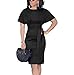 Beautife Womens Work Pencil Midi Dress Casual Summer Short Sleeve Bodycon Dresses with Belt
