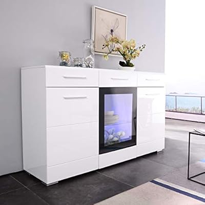 Mecor Modern LED Sideboard Cabinet with Storage and Drawers