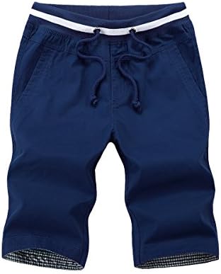 SHDAS Men's Casual Cotton Flat Front Chino Short Pants