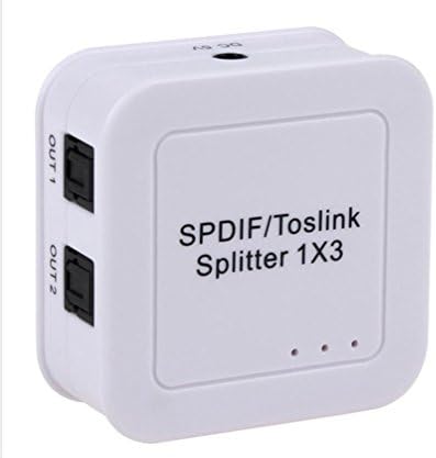 Kangcheng TOSLINK Digital Optical Audio 1x3 Splitter One Input Three Outputs with Power Adapter