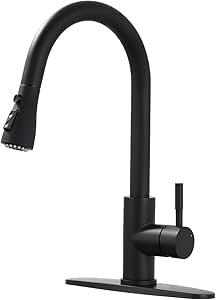 Black Kitchen Faucets with Pull Down Sprayer Kitchen Sink Faucet with Pull Out Sprayer Single Hole Deck Mount Single Handle Stainless Steel Grifos De ...