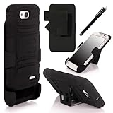 E LV LG Optimus L 90 L90 Dual Layer (Silicon inside and Hard Plactic outside) Armor Shell Holster Case with Kickstand and Belt Swivel Clip with 1 Stylus and 1 Cleaning Cloth