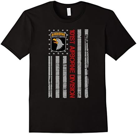 Mens 101st Airborne Division Flag T Shirt 2XL Black