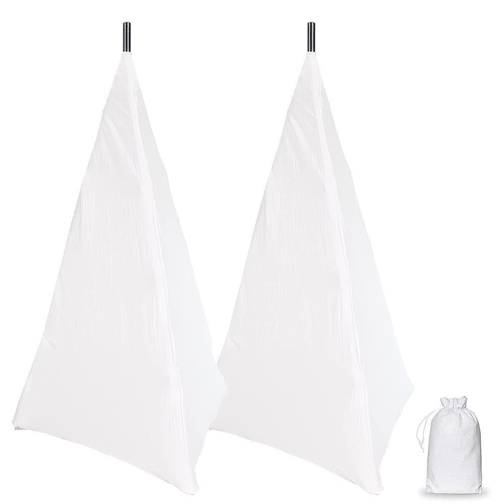 BOSKING 2pcs Speaker Stand Cover, Stretchable Spandex, 2 Sided, Floor Speaker Tripod Support, Scrim Covers, White
