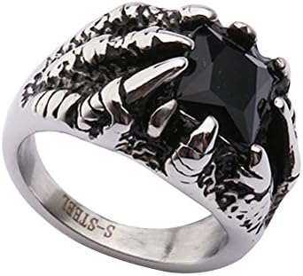 MOSISON Men's Stainless Steel Ring Band Gothic Dragon Claw Design with Created Agate (10)
