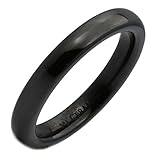 MJ 3mm Beautiful Black Ceramic Wedding Ring Classic High Polished Band