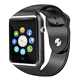 Smart Watch, Sazooy Bluetooth Touchscreen Smart Wrist Watch Smartwatch Phone Fitness Tracker with SIM SD Card Slot Camera Pedometer Compatible iOS iPhone Android Samsung for Women Kids Men (Black)